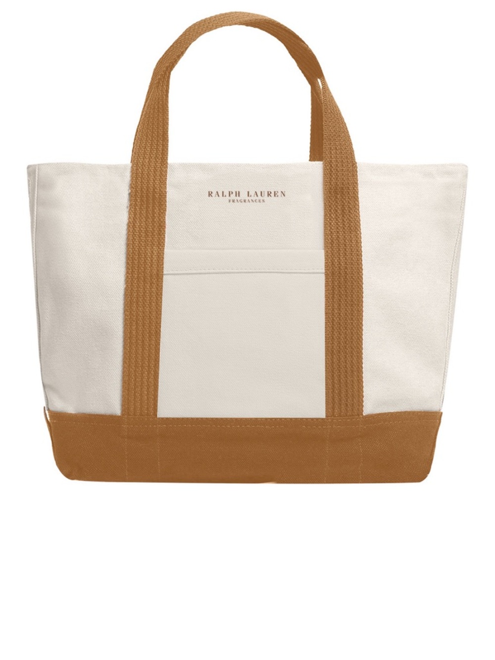 Ralph Lauren Cream Canvas Tote with Brown Trim and Handles